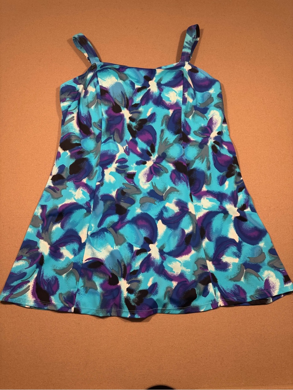 Womens Blue & Purple Floral Tank swimsuit dress  swimsuits 365 20w